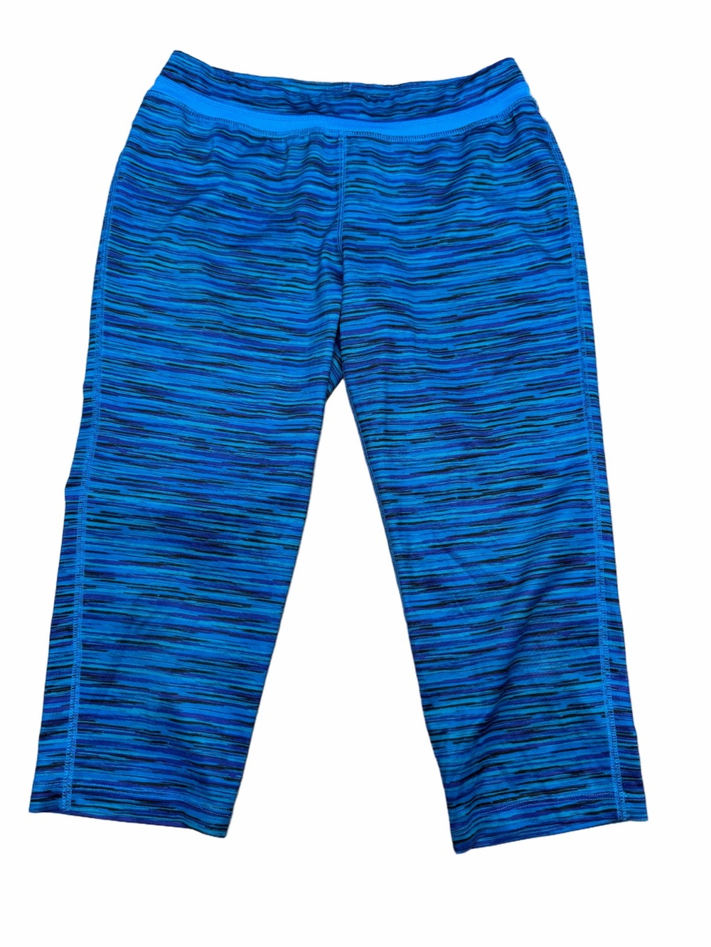 Mambo girls XL 16 blue striped capri leggings stretch athletic activewear pants